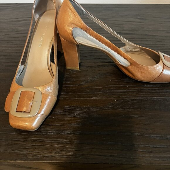 Franco Sarto Women’s Leather Pumps with Square Toe and Oversized Buckle – Size 9 - Picture 3 of 9
